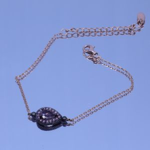 PULSERA DE PLATA CHAPADA Y CIRCONITAS VAPOUR