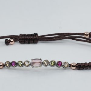 PULSERA DE PIEL CON CIRCONITAS DE COLORES VAPOUR