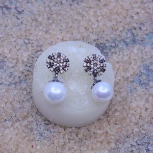 PENDIENTES DE PLATA, CIRCONITAS Y PERLA  VAPOUR