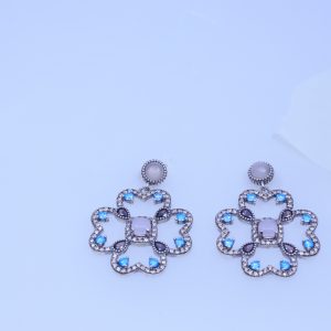 PENDIENTES DE PLATA CON PIEDRA LUNA Y CIRCONITAS