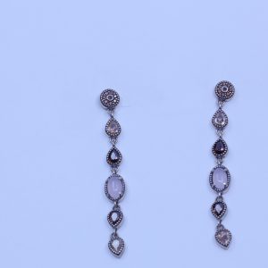 PENDIENTES LARGOS DE PLATA, CIRCONITAS Y PIEDRA LUNA VAPOUR