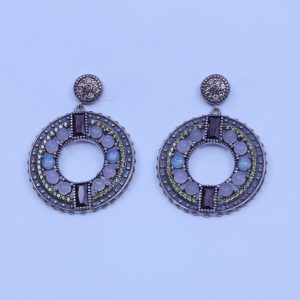 PENDIENTES DE PLATA CON CIRCONITAS Y PIEDRA LUNA VAPOUR