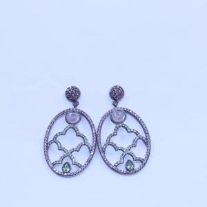 PENDIENTES DE PLATA CON PIEDRA LUNA Y CIRCONITAS