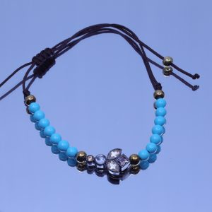 PULSERA DE PIEL CON TURQUESAS Y CIRCONITAS VAPOUR