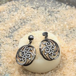 PENDIENTES LARGOS DE PLATA RODIADA  CON CIRCONITAS VAPOUR